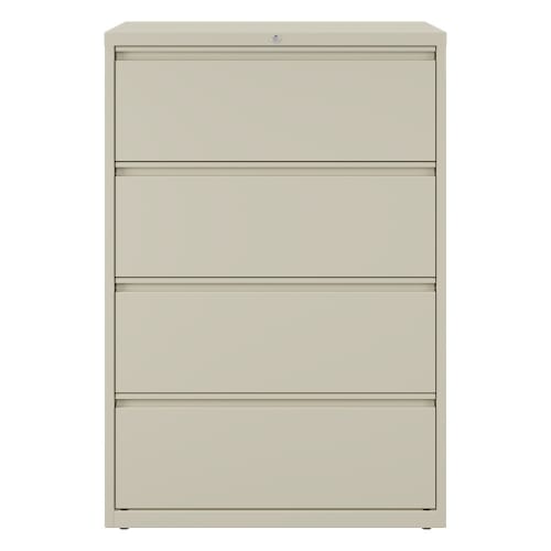 Hirsh 36 Inch Wide 4 Drawer Metal Lateral File Cabinet, Putty